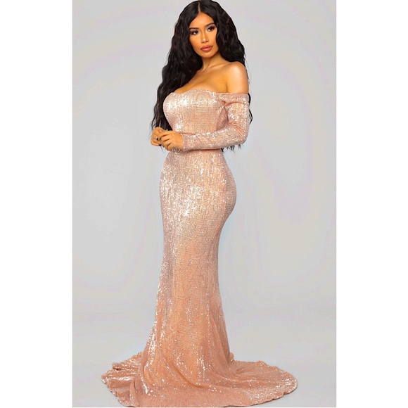 New! FASHION NOVA Sequin Mermaid Maxi Long Dress - Picture 4 of 7